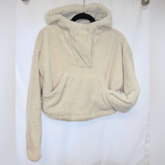 Lole cropped Cream Fleece Hoodie Sweater S - Picture 1 of 4